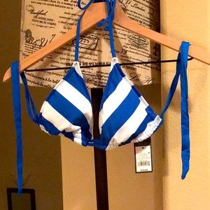 Mossimo Blue and White Stripe Bikini Top